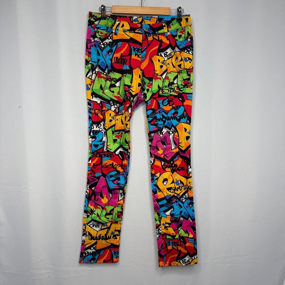 Loudmouth Golf Graffiti Print Pants Womens 6 Multicolor Street Art Slim Stretch